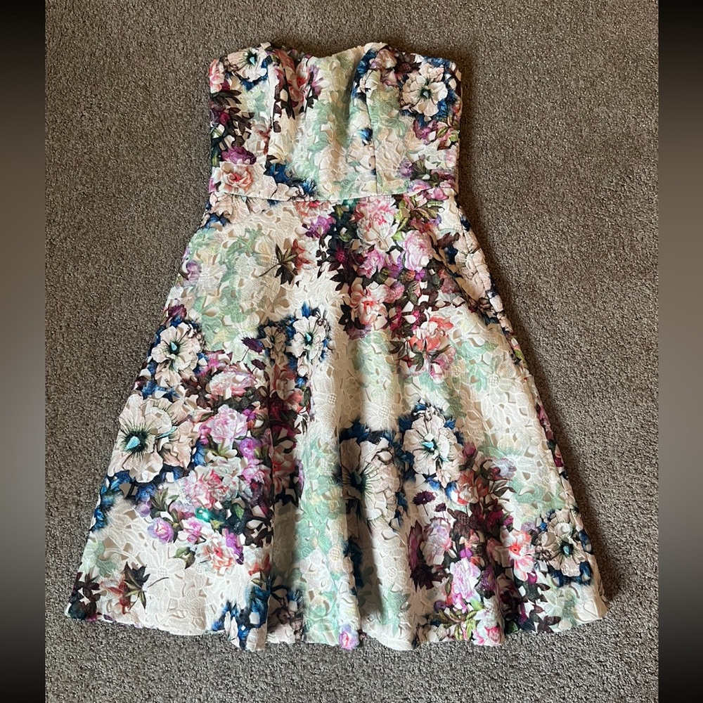 David's Bridal Floral Mini Dress - Multicolor